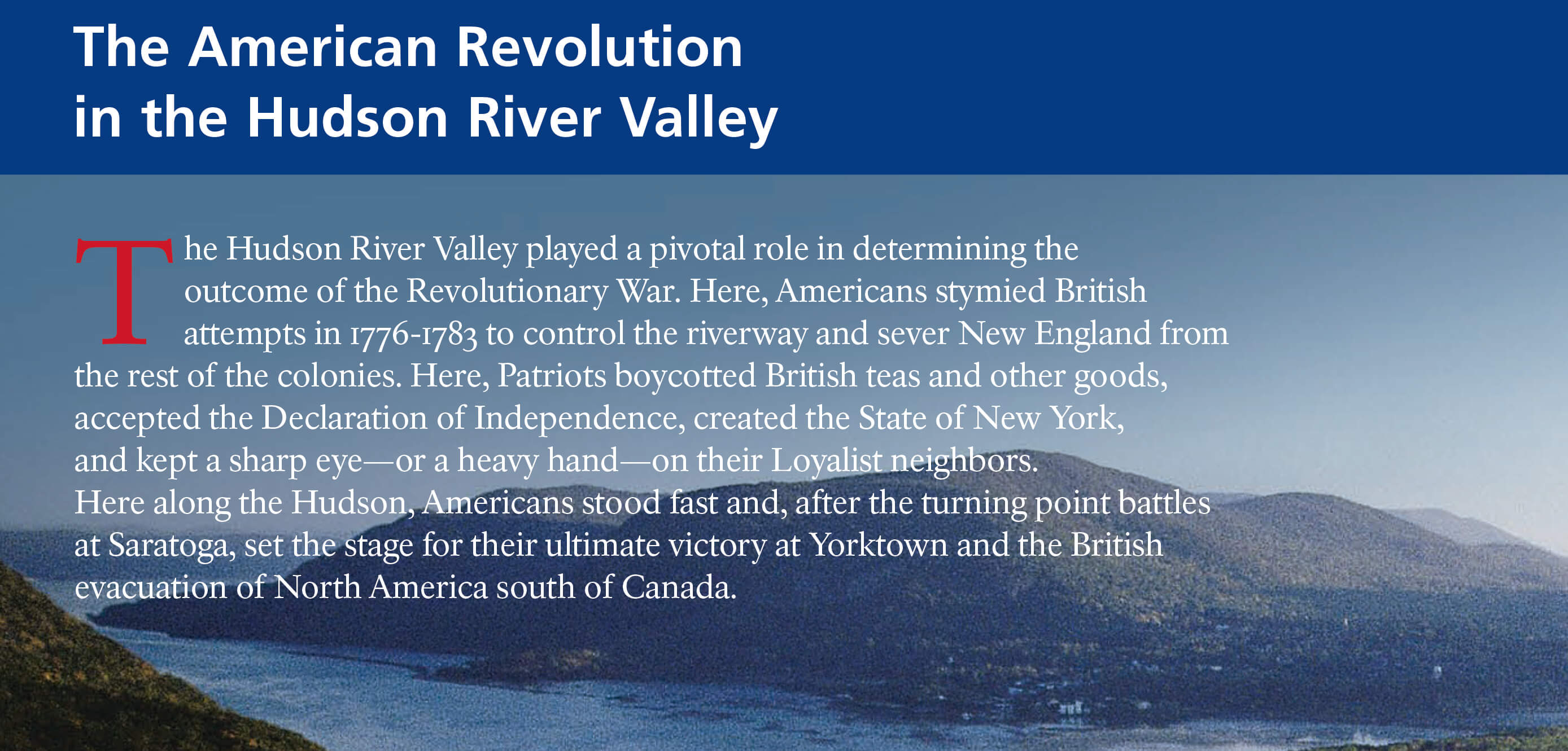 The American Revolution in the Hudson River Valley