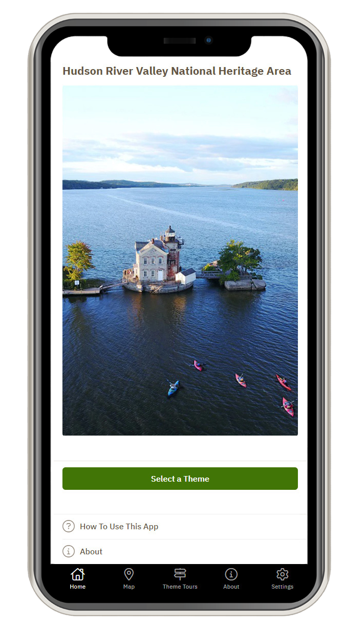 Hudson Train Tour app homepage on phone