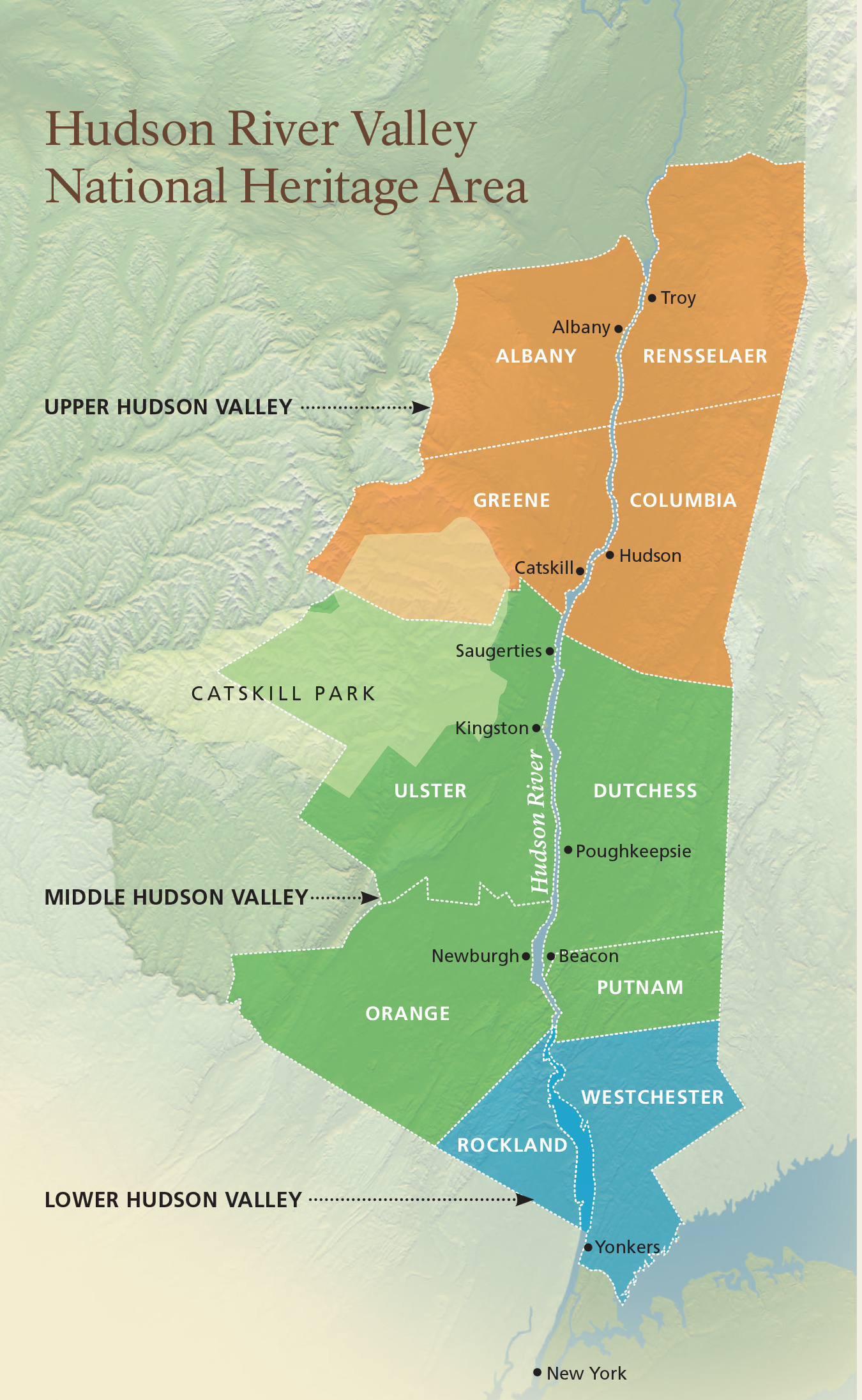 map of hudson valley ny Hudson River Valley Regions Hudson River Valley National Heritage Area map of hudson valley ny